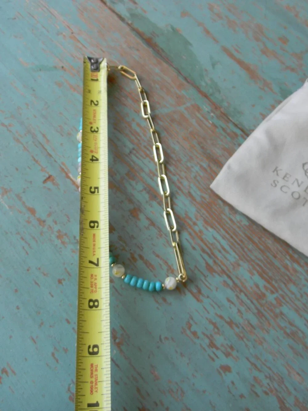 KENDRA SCOTT ASHTON HALF CHAIN/BEADED NECKLACE TURQUOISE/PURPLE